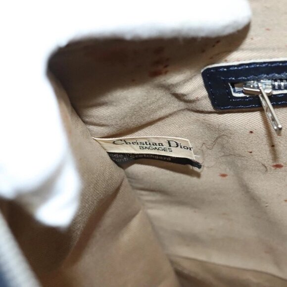 Christian Dior Trotter Canvas Hand Bag Navy Gold Auth 126103 - Picture 10 of 16